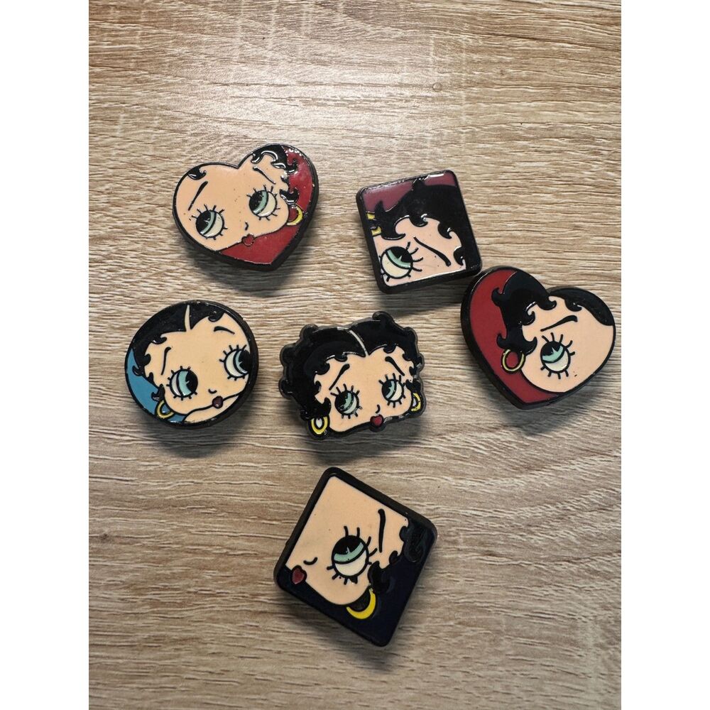 Vintage 1994 Betty Boop Shoe Clips Set of 6 KFS/FS Enamel Collectible